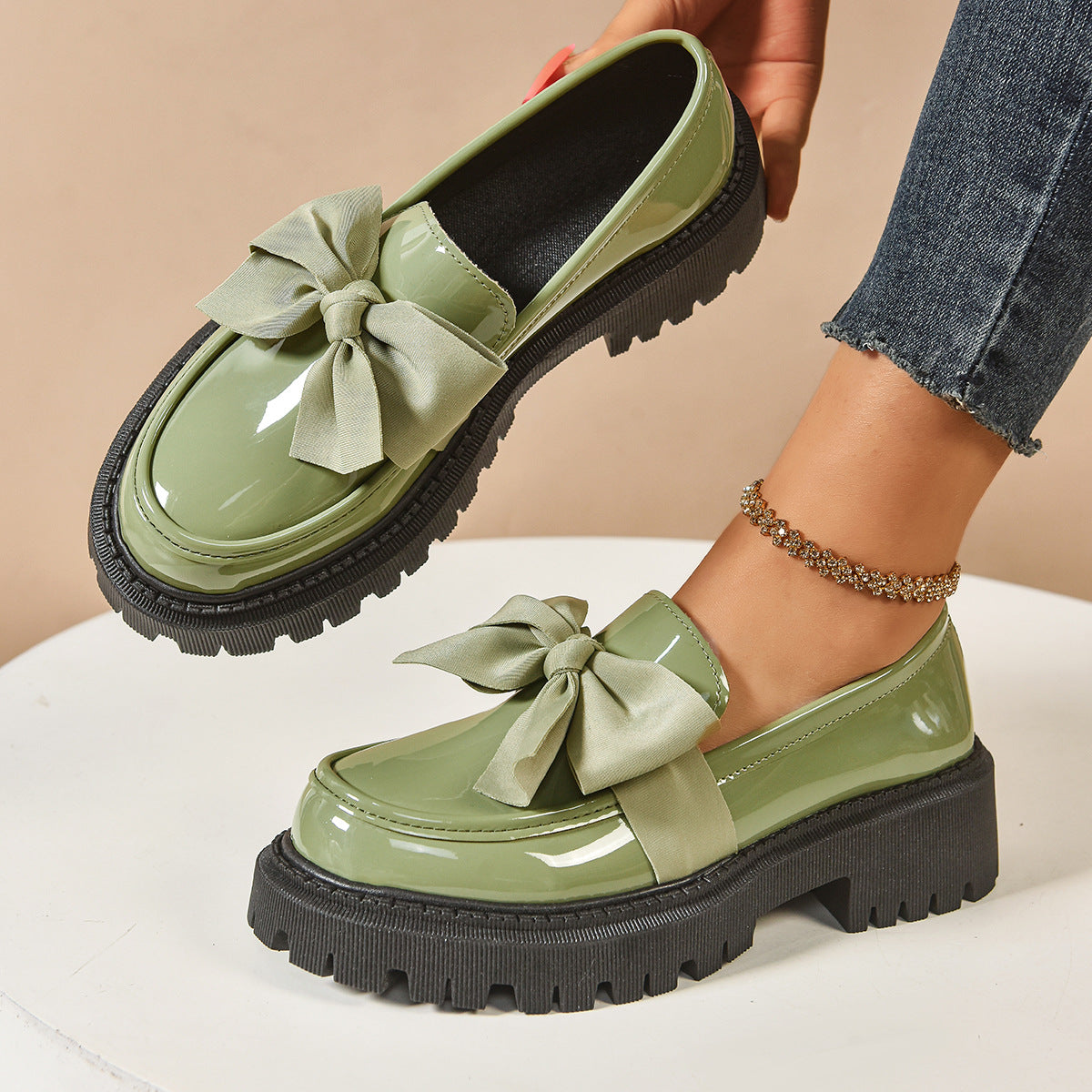 Bow-tie Loafer Shoes Vintage Style women