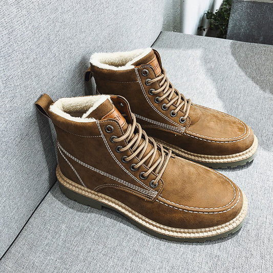 thick-soled lace-up retro boots men