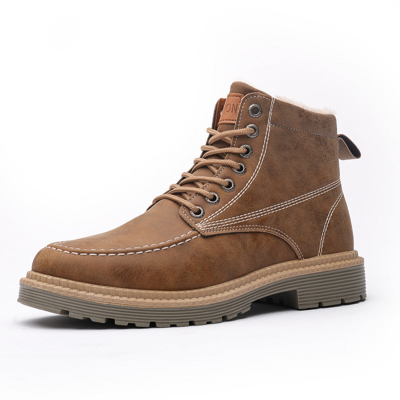 thick-soled lace-up retro boots men