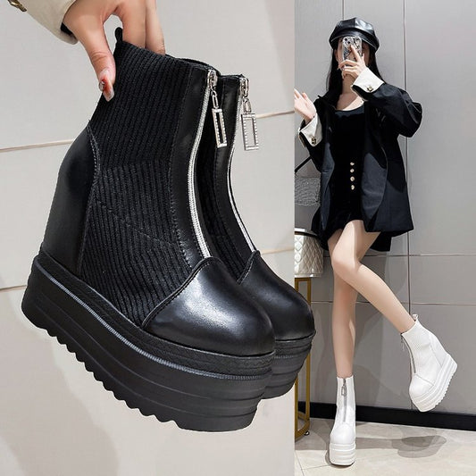 Elastic Knit Socks Boots Women