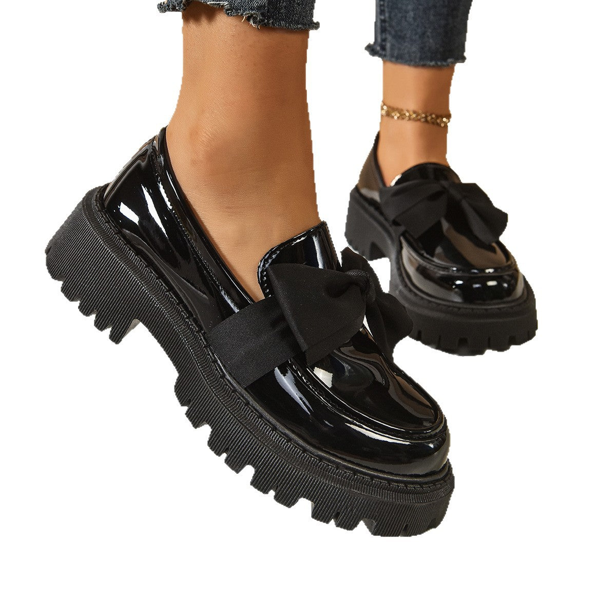 Bow-tie Loafer Shoes Vintage Style women