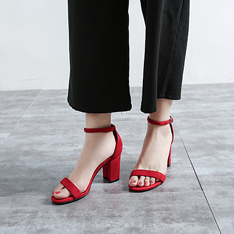 Buckle High Heel Sandals Thick Heel Women