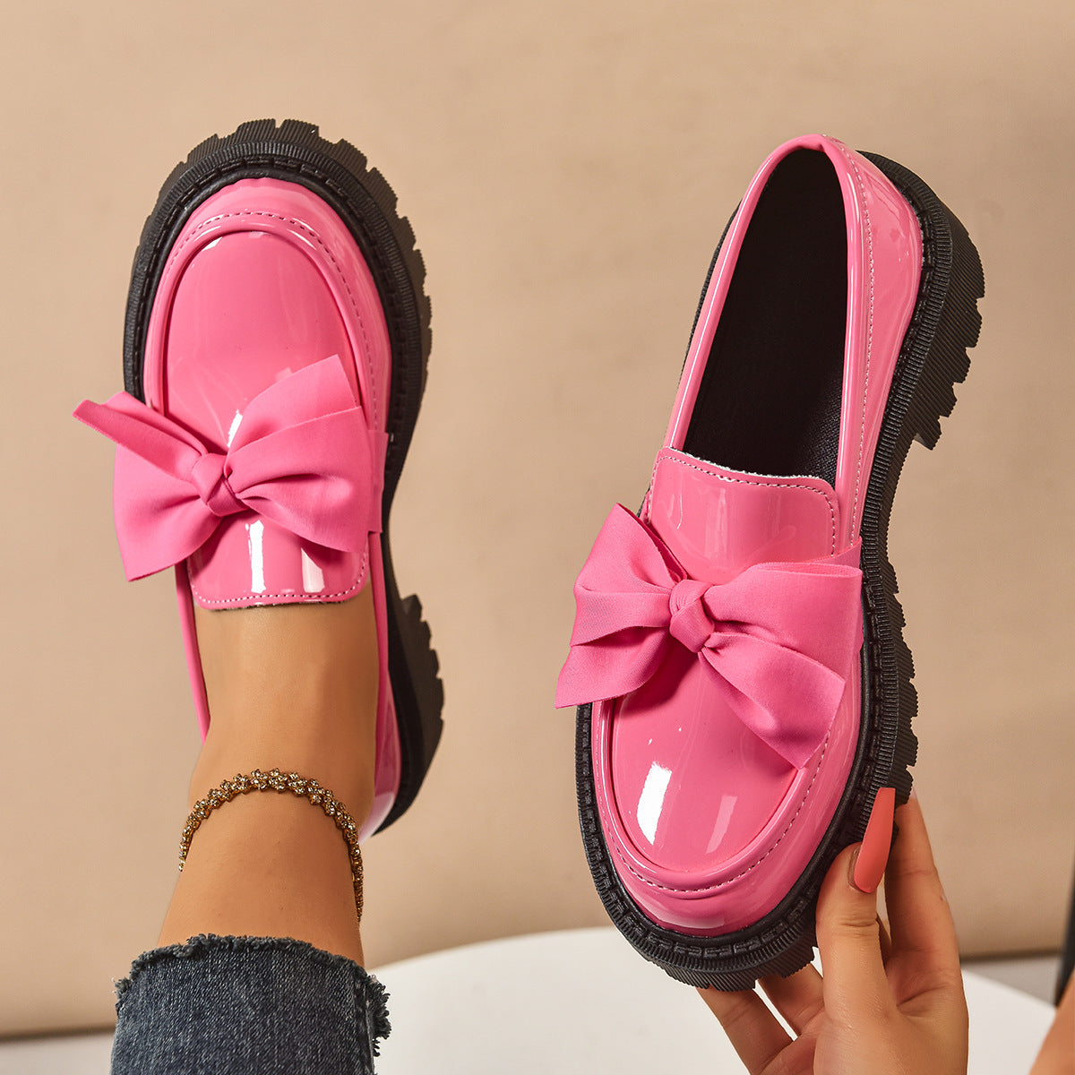 Bow-tie Loafer Shoes Vintage Style women