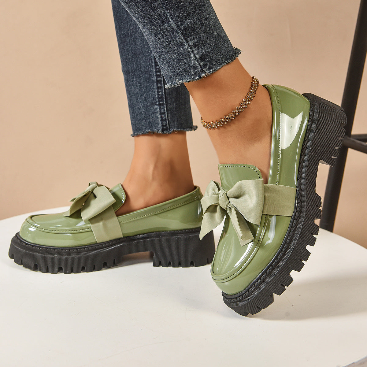 Bow-tie Loafer Shoes Vintage Style women
