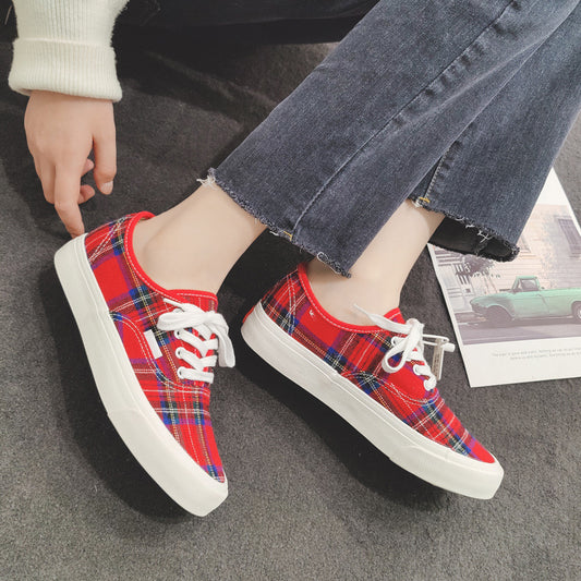 Plaid Low Top Canvas sneaker Shoes
