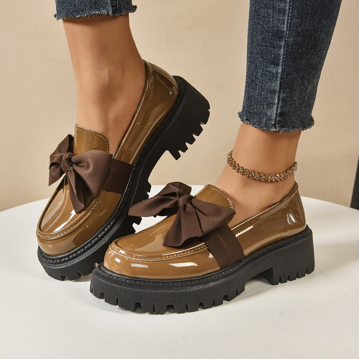 Bow-tie Loafer Shoes Vintage Style women