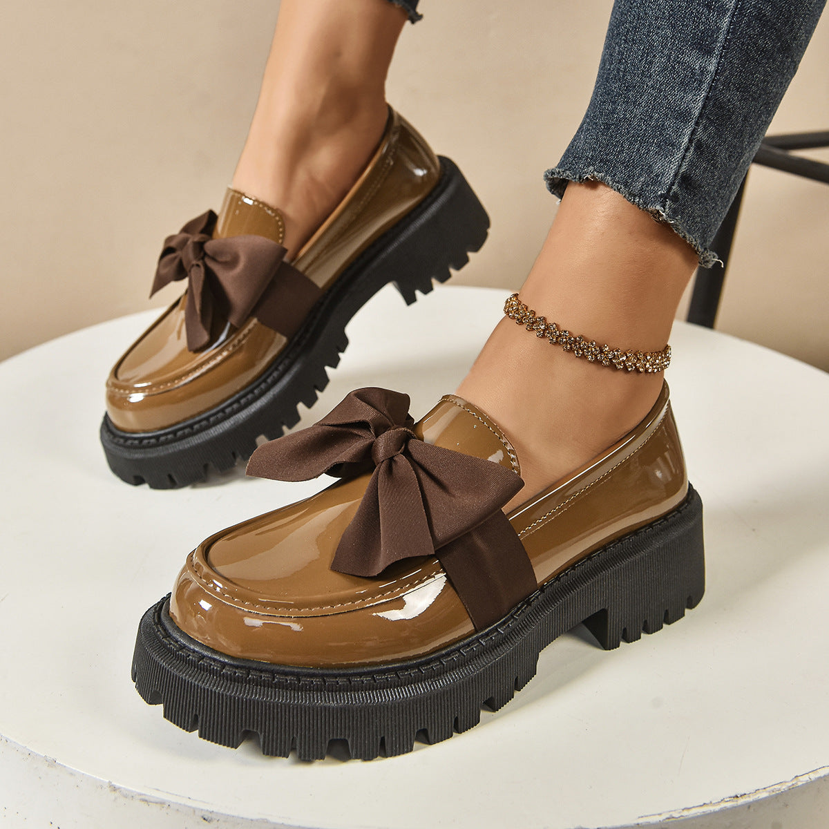 Bow-tie Loafer Shoes Vintage Style women