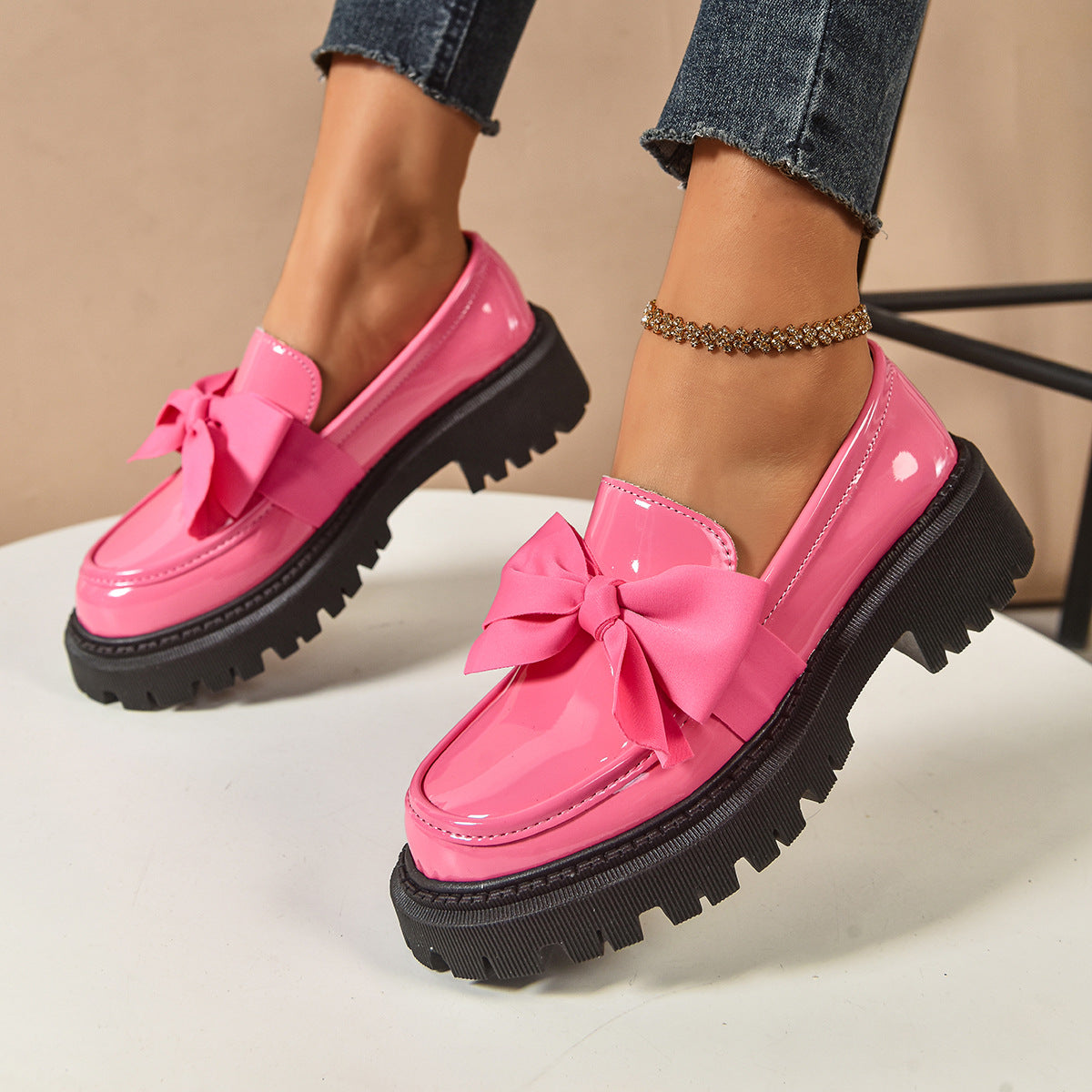 Bow-tie Loafer Shoes Vintage Style women