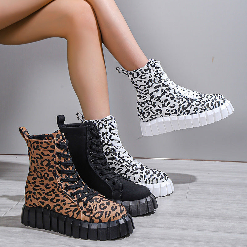 Leopard Print Platform Boots