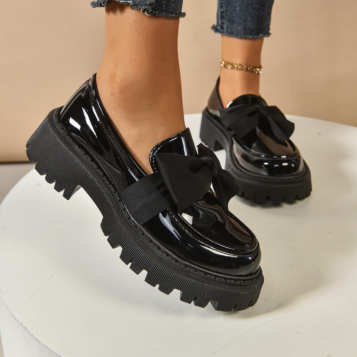 Bow-tie Loafer Shoes Vintage Style women