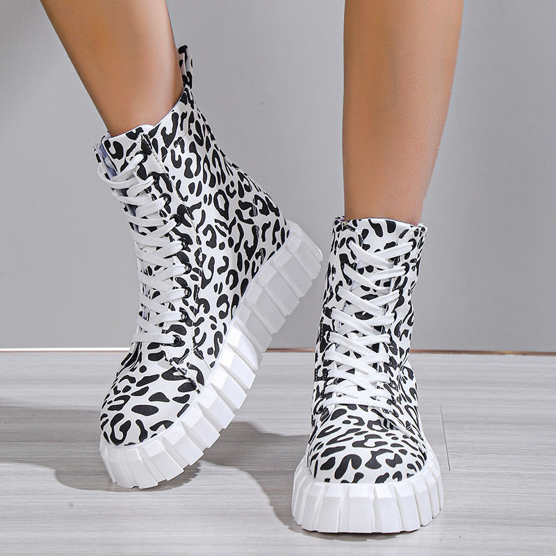 Leopard Print Platform Boots